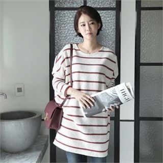 mayblue Stripe Brushed-Fleece T-Shirt Dress