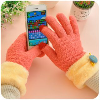 Momoi Furry Cuff Knit Gloves