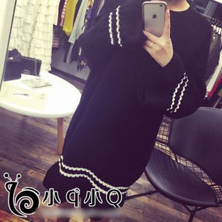 QZ Lady Contrast Trim Sweater Dress