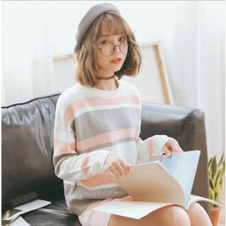 SUYISODA Long-Sleeve Stripe Sweater