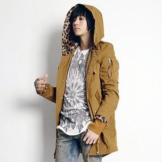 Drawstring Hooded Zip Parka