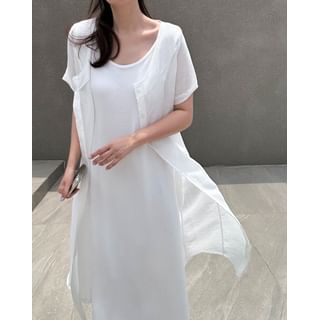 Set: Short-Sleeve Button-Up Dress + Sleeveless Dress