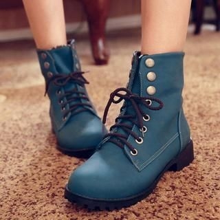 Colorful Shoes Lace-Up Studded Ankle Boots