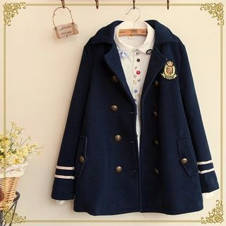 Fairyland Double-breasted Applique Woolen Coat