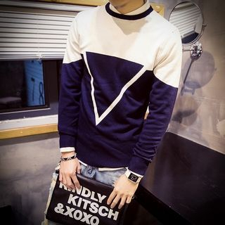 LC Homme Long-Sleeve Two-Tone Knit Top