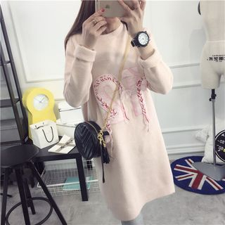 Qimi Long-Sleeve Numbering Knit Dress