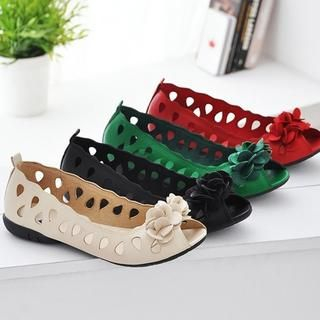 Flower-Accent Cut-Out Sandals