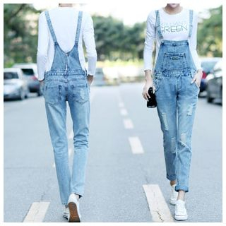 Denimot Distressed Washed Dungaree