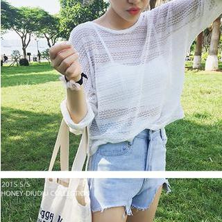 MATO Open-Knit Cropped Top