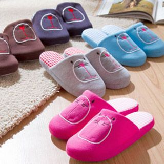Home Simply Embroidered Couple Slippers