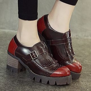 Mancienne Fringe Buckled Heel Loafers