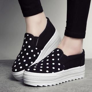 SouthBay Shoes Polka Dot Platform Slip-Ons