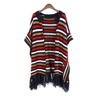 Sens Collection Fringed Striped Knit Stole