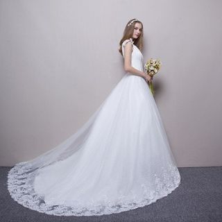 Posh Bride Maternity Lace Train Wedding Dress