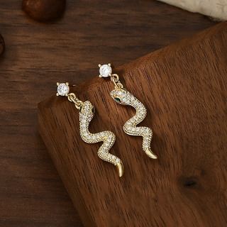 Rhinestone Serpent Drop Earring