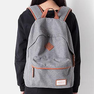 Mr.ace Homme Faux Leather Trim Tweed Backpack