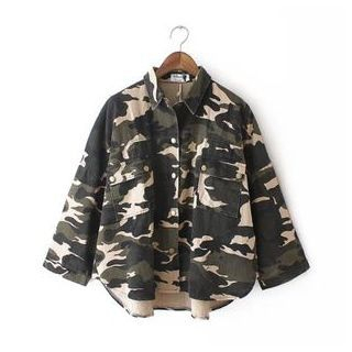 TOJI Cropped Camouflage Jacket