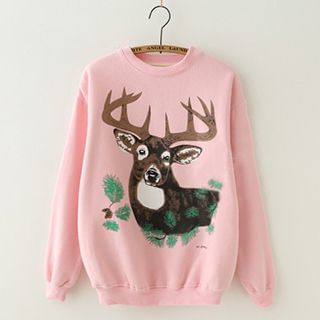 Meimei Deer Print Pullover