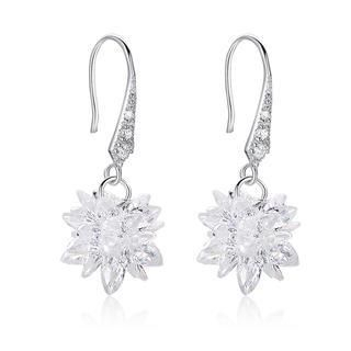 BELEC 925 Sterling Silver Snowflake with Cubic Zircon Earrings