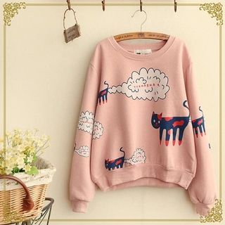 Fairyland Cat Printed Pullover