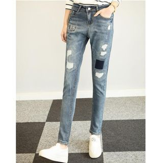 Sienne Distressed Washed Slim-Fit Jeans