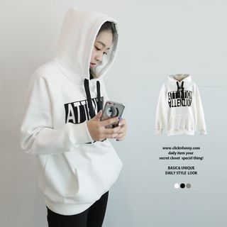 CLICK Hooded Lettering Print Pullover