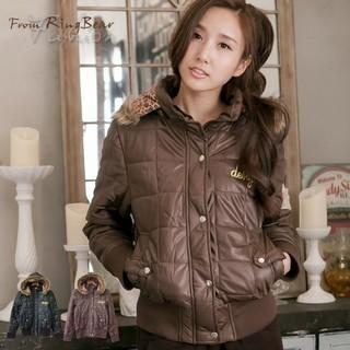 RingBear Faux-Fur Leopard-Trim Removable Hooded Padded Jacket
