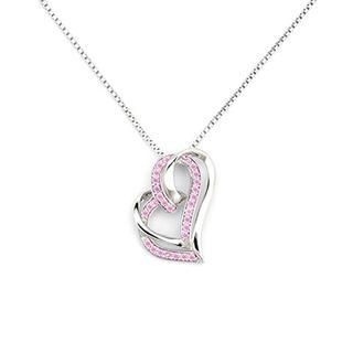MBLife.com 《Tender Love》925 Silver Pink CZ Heart Necklace, Women Jewelry Gift