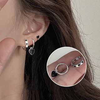 Heart Alloy Drop Earring / Heart Alloy Huggie Earring