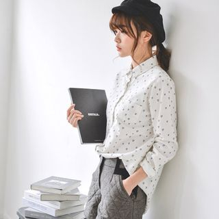 JUSTONE Pocket-Front Heart Pattern Shirt