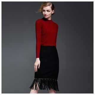 Y:Q Fringe Midi Skirt