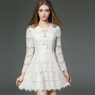 Y:Q Corset-Front A-Line Lace Dress