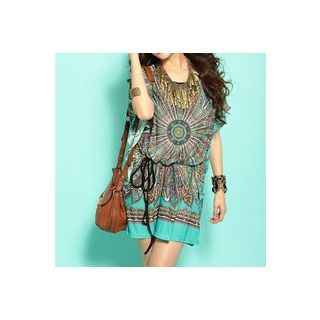 Sweet Note Patterned Short-Sleeve Tunic