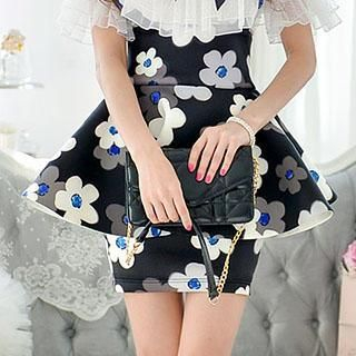Dabuwawa Suspender Floral Ruffled Skirt