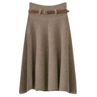 PEPER A-Line Knit Midi Skirt with Belt