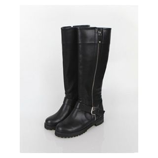 Second mind Zip-Up Buckled Tall Boots