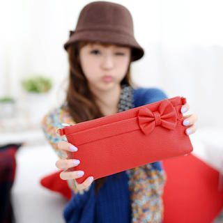 Bow Accent Clutch Red - One Size