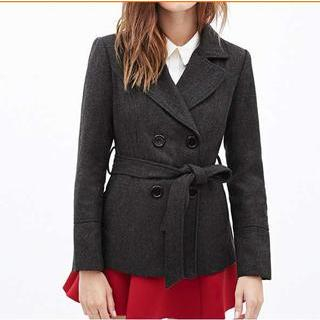 Richcoco Tie-Waist Double-Breasted Jacket