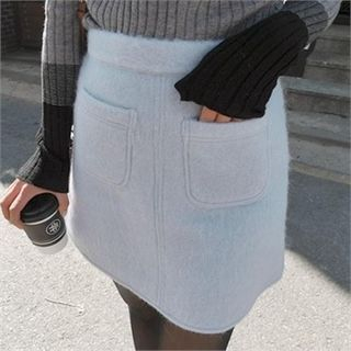 LIPHOP Wool Blend Miniskirt
