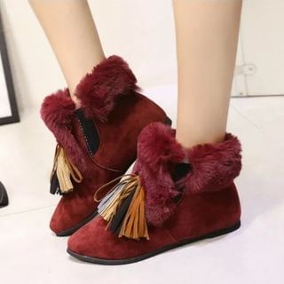 Wello Pointy Furry Ankle Boots