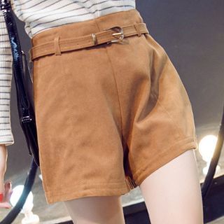 Hamoon Suede Wide-leg Shorts with Belt