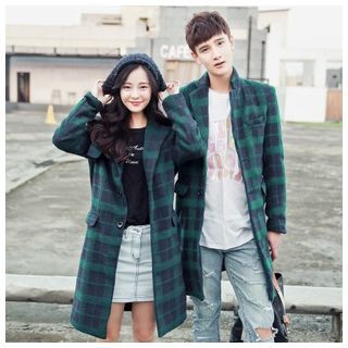 Simpair Matching Couple Plaid Single-Breasted Coat