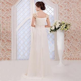Bridal Workshop Rosette Cap-Sleeve A-Line Evening Gown