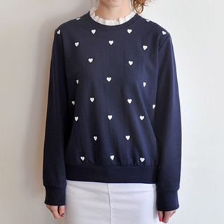 Lina Heart Printed Pullover