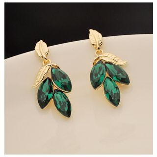 Glamiz Gemstone Leaf Drop Earrings