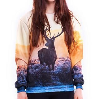 Omifa Deer-Print Pullover  Multicolor - One Size