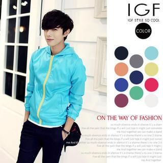 I Go Fashion Contrast Color Hooded Jacket