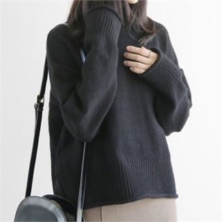 YOOM Mock-Neck Drop-Shoulder Knit Top
