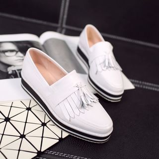 JY Shoes Fringed Genuine Leather Loafers