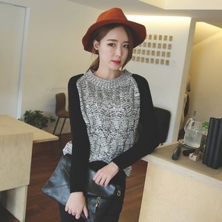 Seoul Fashion Raglan-Sleeve M lange Knit Top